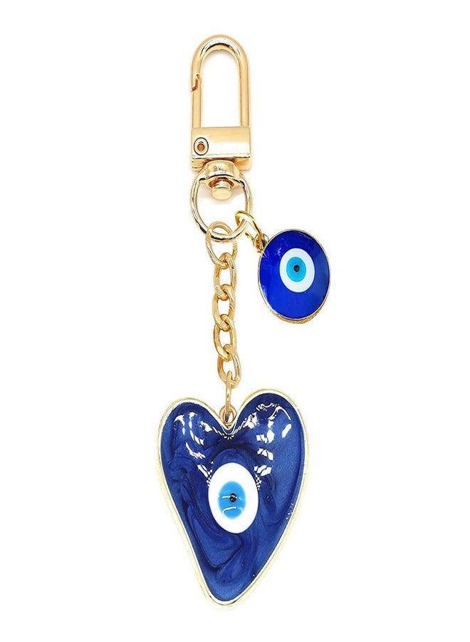 Meimimix Evil Eye Keychains Sweat-heart Protection Charm for Women Men Car Key Ring Bag Purse Accessories Good Luck Amulet Protection (Heart) - Image 1